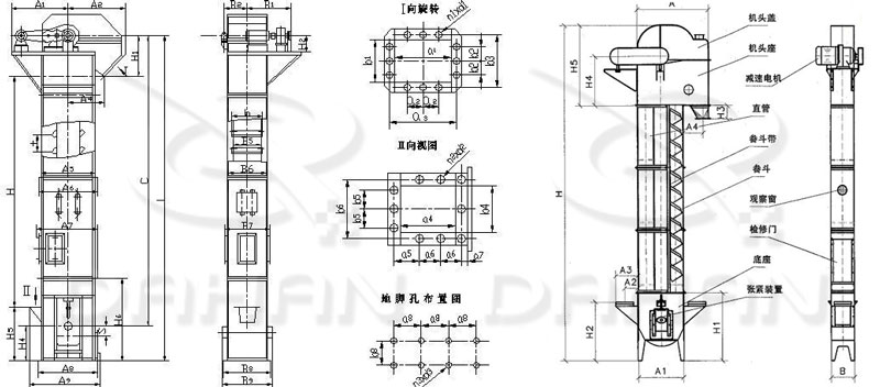 TD型斗式提升機外型結(jié)構(gòu)